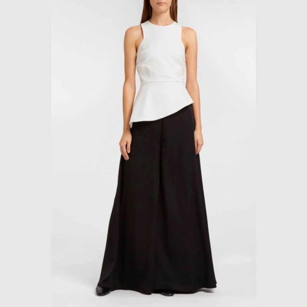 Paper London Nikkio Stretch-crepe And Satin Jumpsuit In White, Black